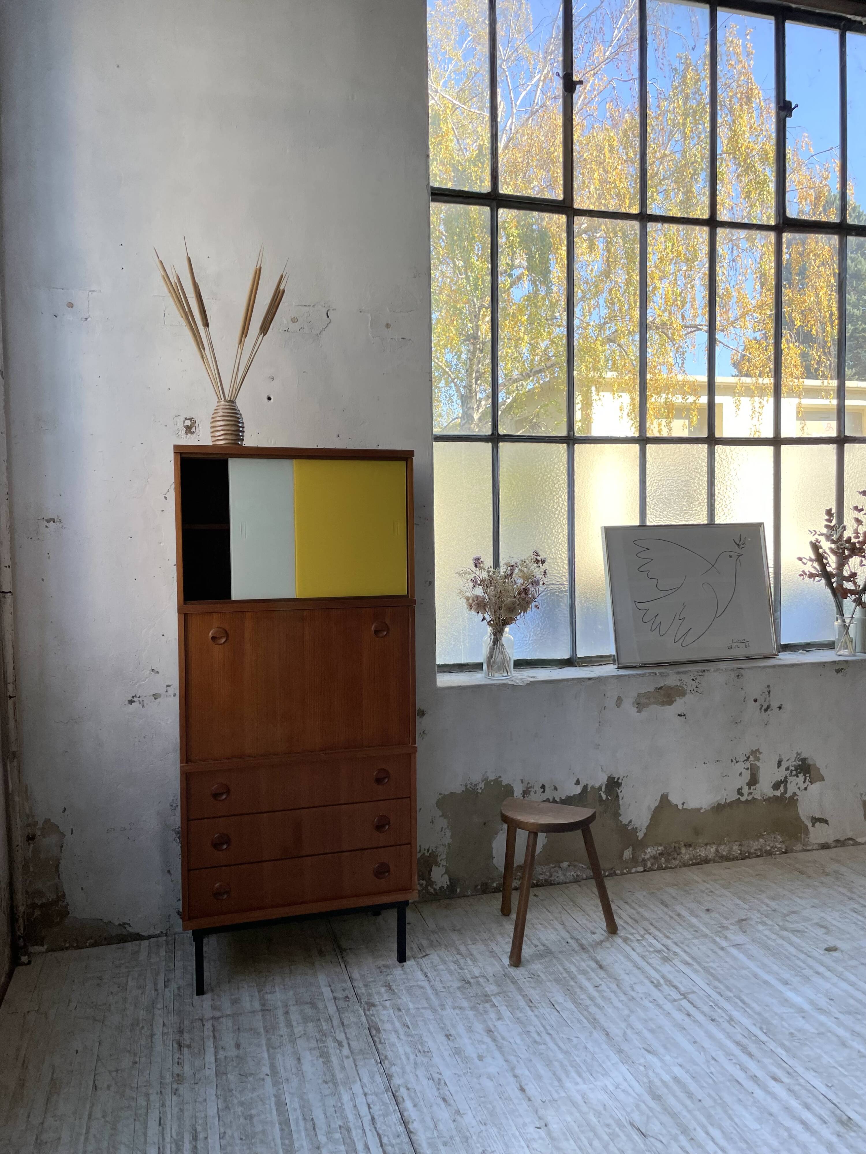Modernist teak secretary desk, 1950s