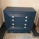 Wooden art deco dreser painted blue