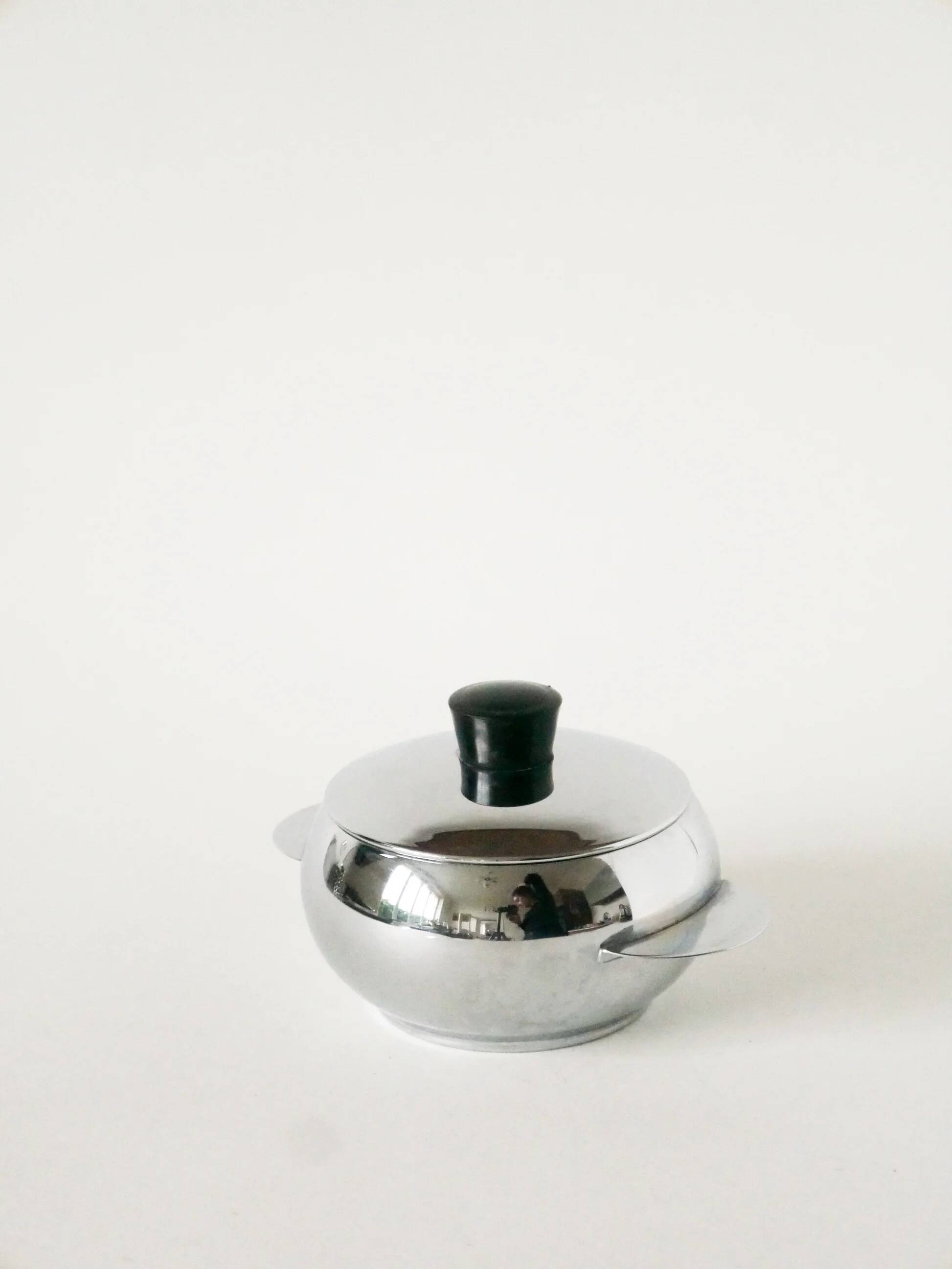 Small stainless steel sugar bowl, 1970