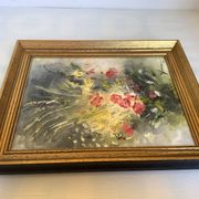 Still life of a bouquet of flowers, oil on canvas, signed.
