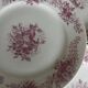 Set of 6 antique dessert plates in porcelain with pink flowers.