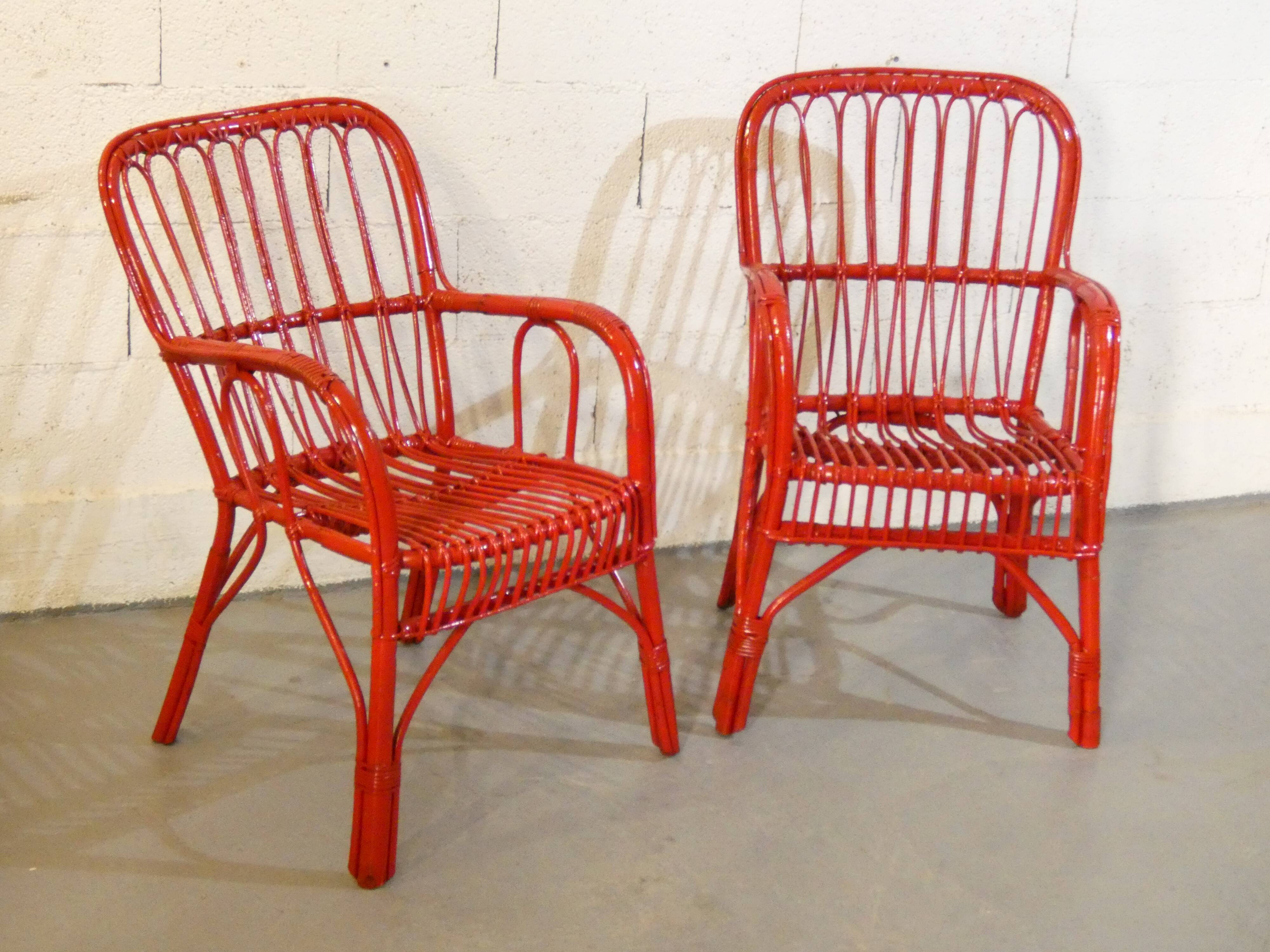 Pair of rattan chairs 1950
