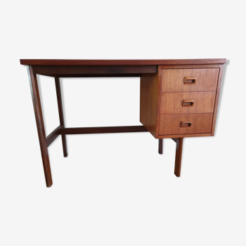 Bureau danois vintage en teck avec 3 tiroirs