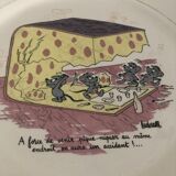 Cheese dish with humorous drawing signed