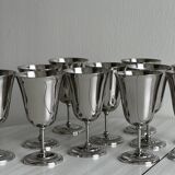 Set of 10 shiny silver metal stemmed cups