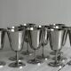 Set of 10 shiny silver metal stemmed cups