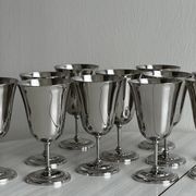 Set of 10 shiny silver metal stemmed cups