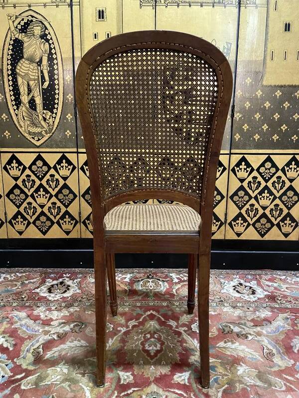 Set of 6 Louis XVI style chairs in cane - Caned