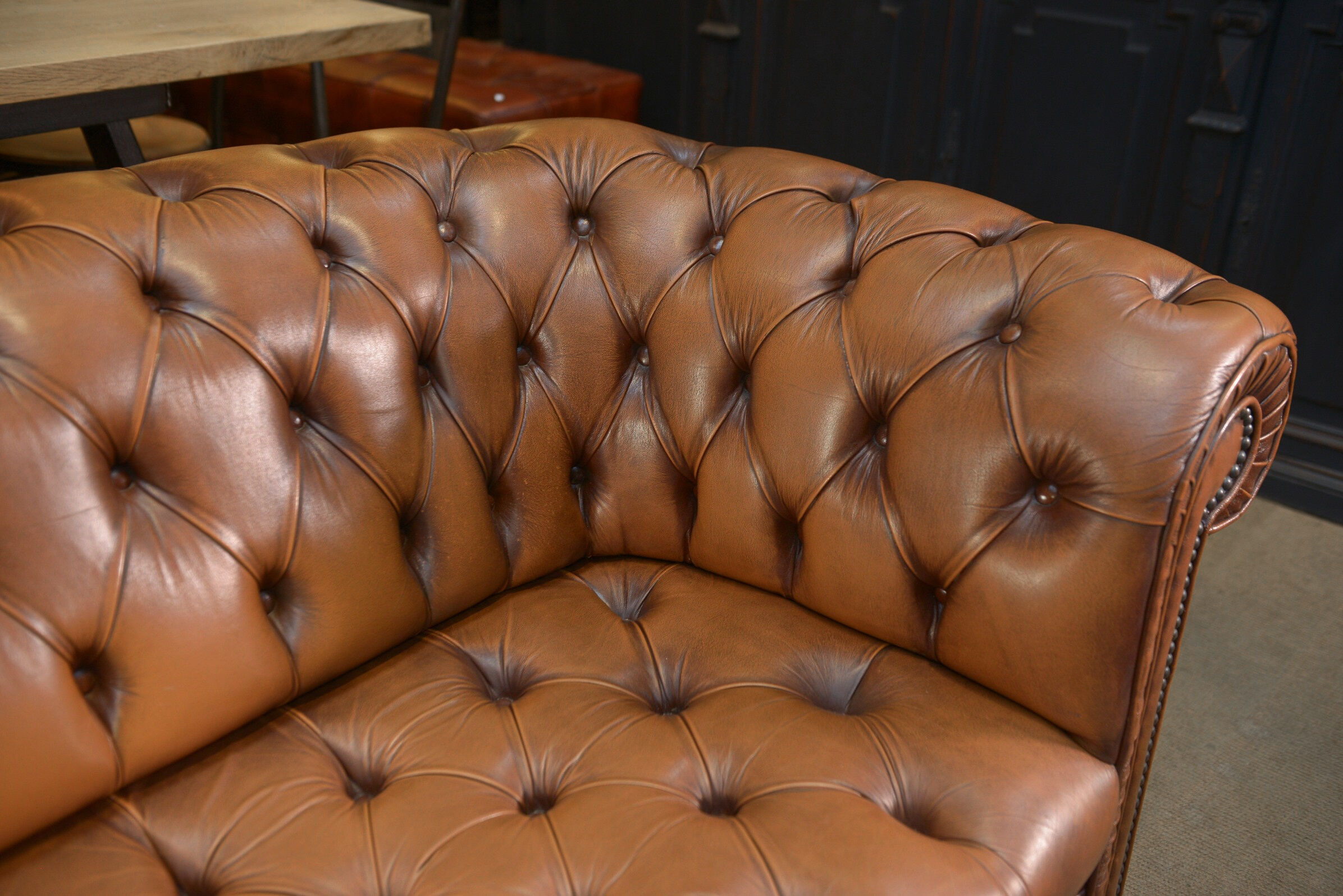 Chesterfield sofa 3 seater Vintage brown leather
