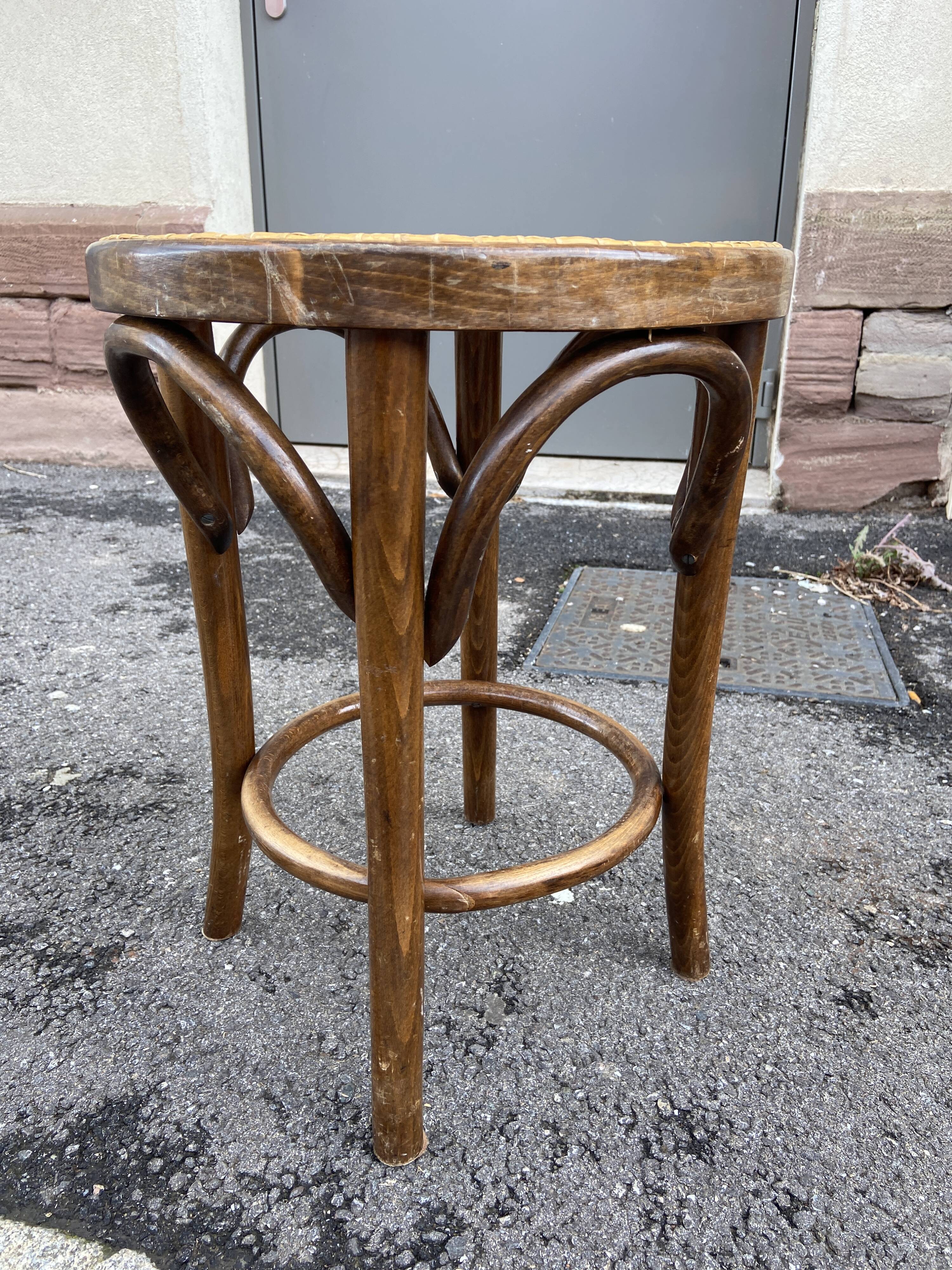 Curved wood piano stool 1950
