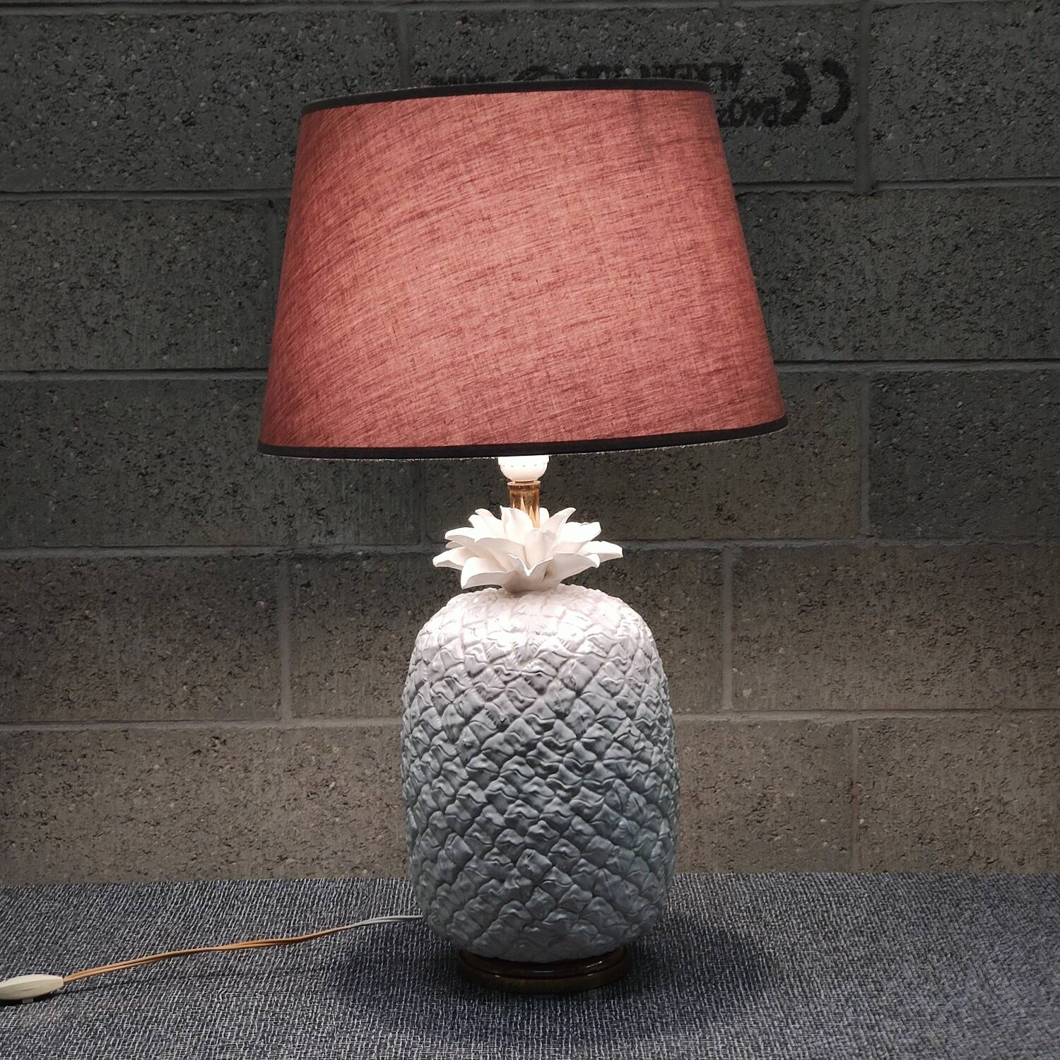 White earthenware pineapple lamp