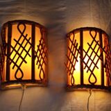 Pair of bamboo sconces 70s