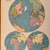 Old lithograph world map of 1951 (large format)