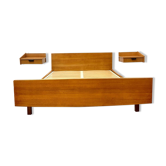 Vintage double bed and bedside tables