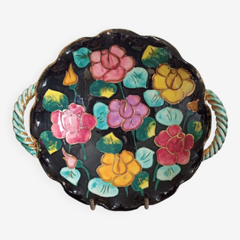 Faience dish of Vallauris floral decoration