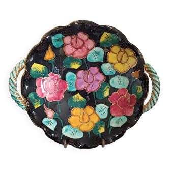 Faience dish of Vallauris floral decoration