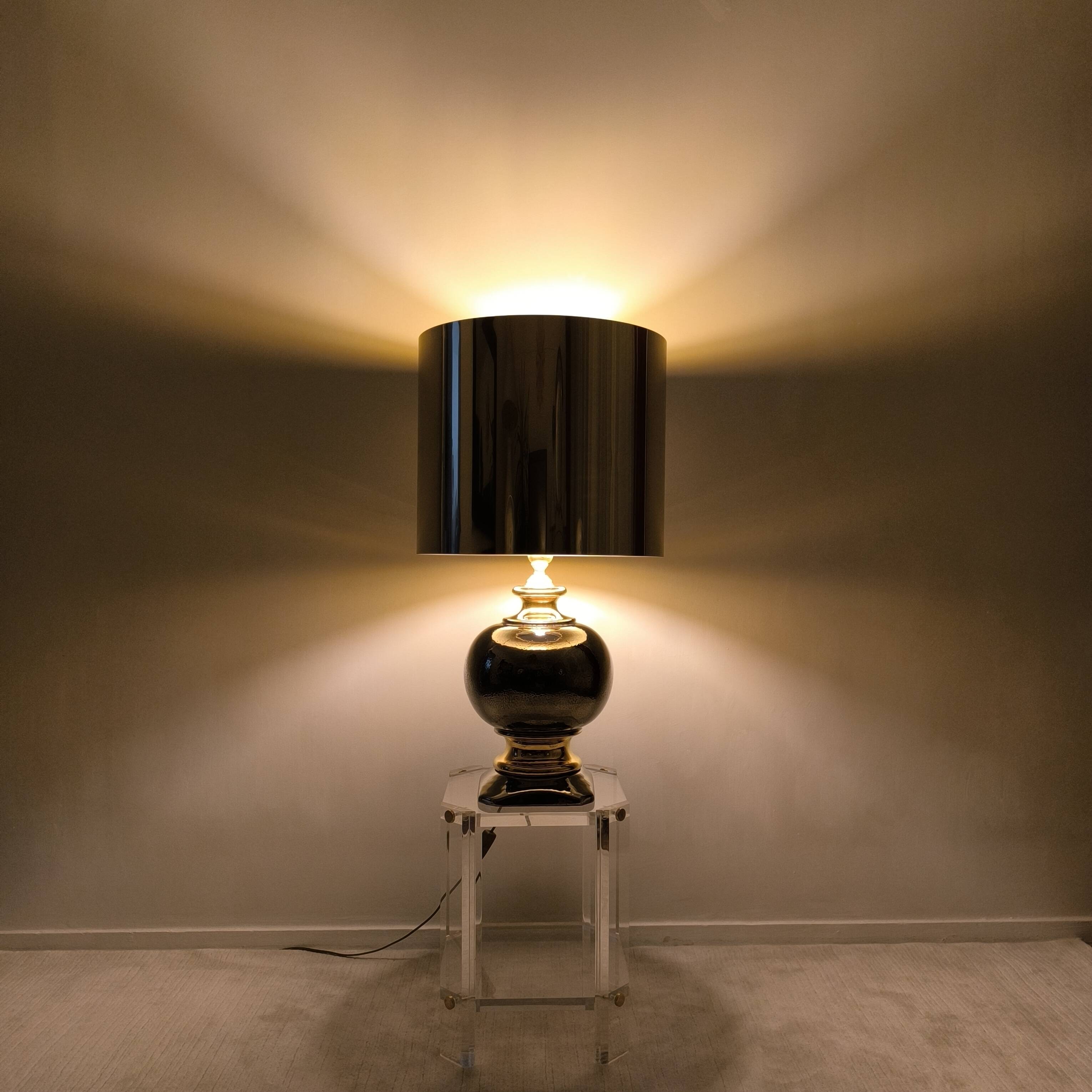 Magnificent large Italian lamp from the 1960s, ceramic / gold.