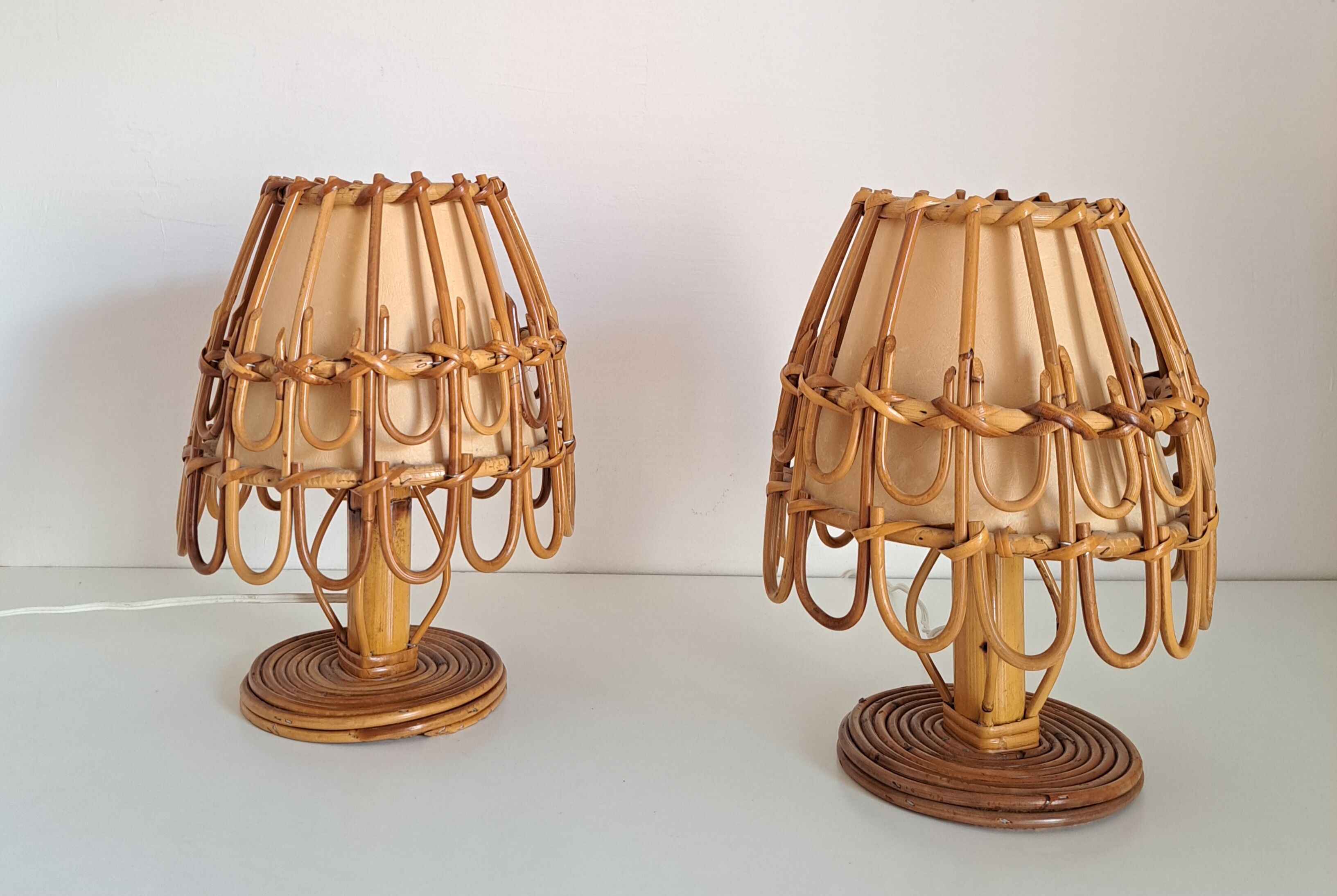 Pair of vintage bamboo lamps