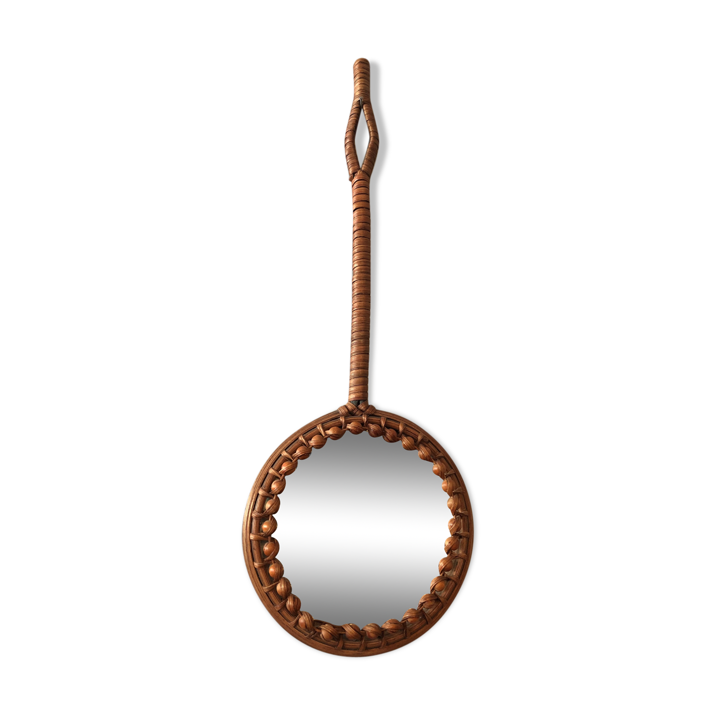 Vintage rattan mirror 16cm