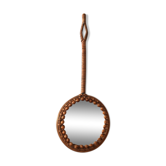 Vintage rattan mirror 16cm