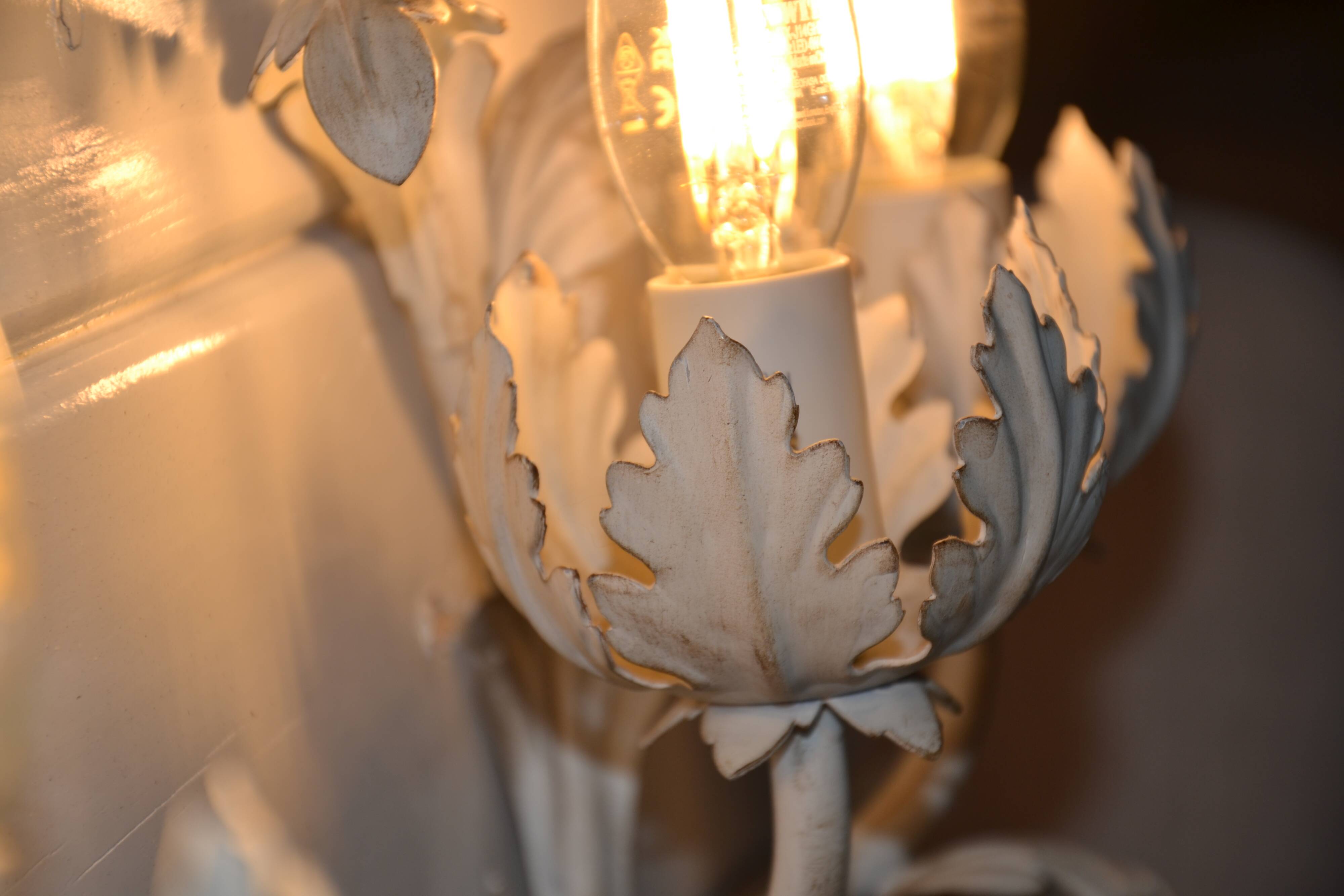 2 Florentine metal leaf wall lights
