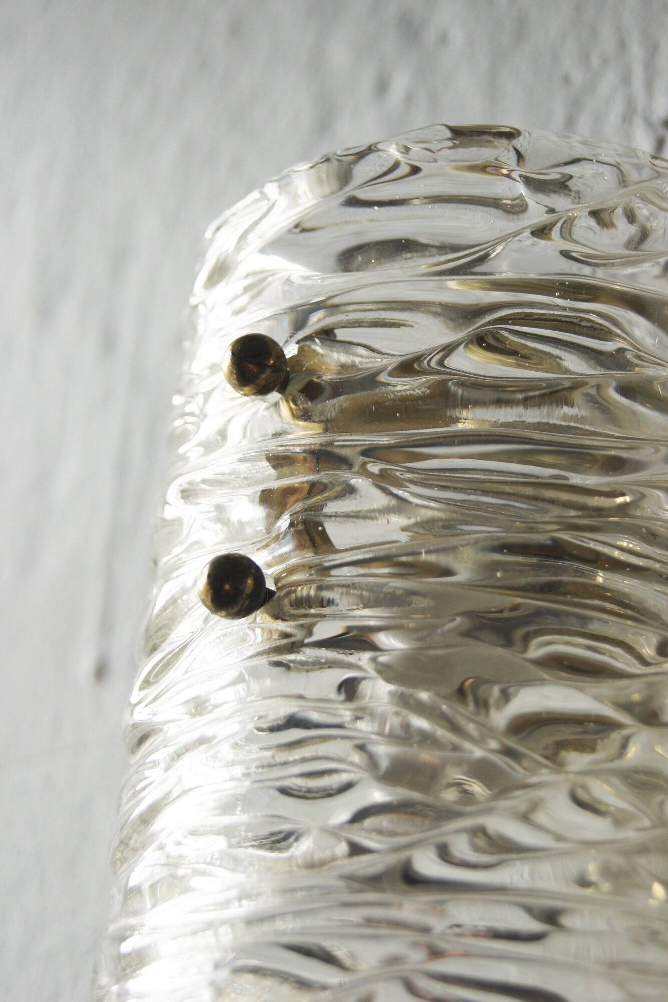 Vintage Textured Glass and Brass Wall Sconces by J. T. Kalmar, Set of 2