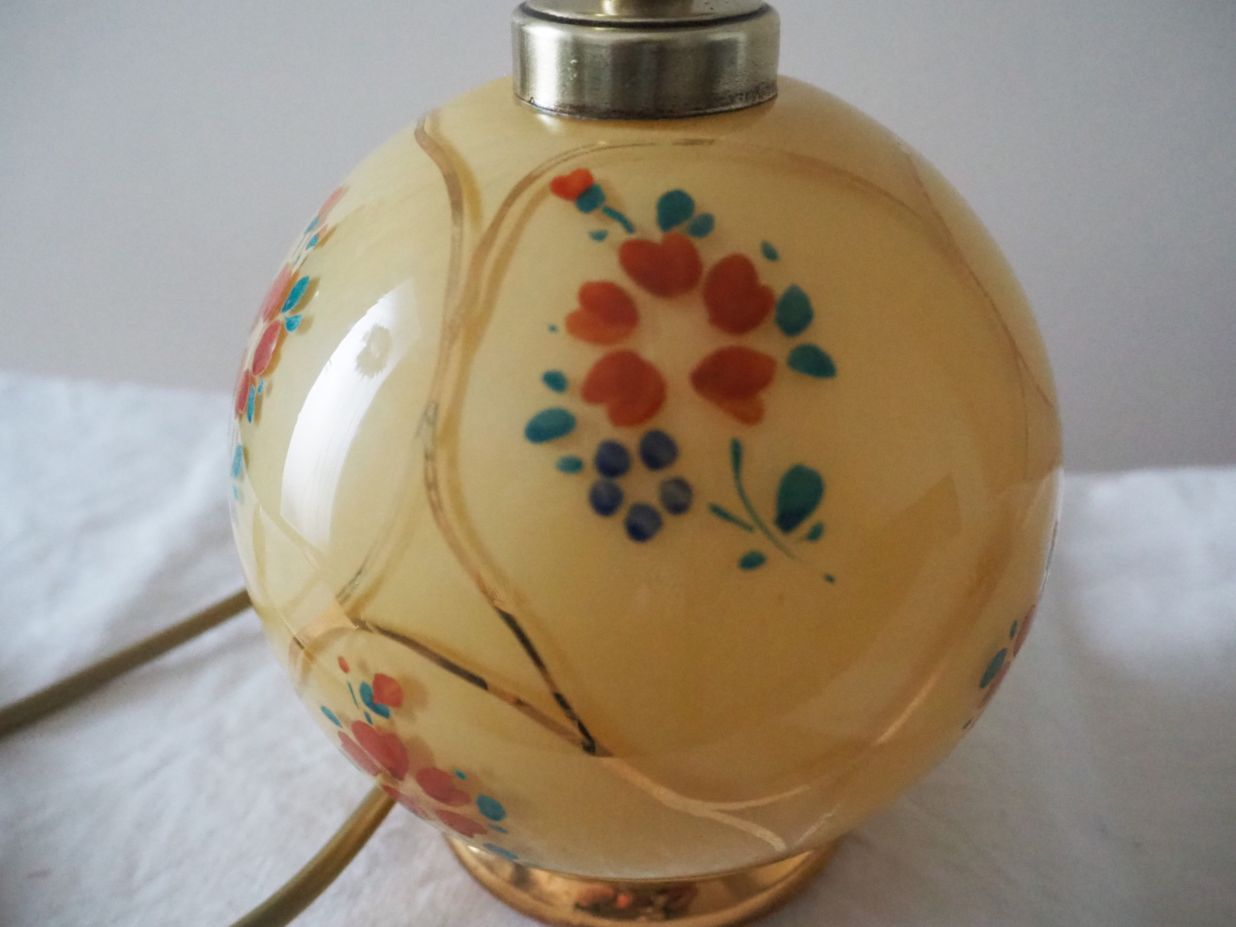 Old lamp foot ball to pose / table / bedside / side glass – floral print
