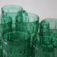 Ensemble de 6 mugs en verre, vert, vintage français, 1980
