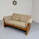 Old sofa in solid elm and vintage 80s design fabric Seltz France