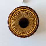 Amber yellow glass vase. d'Empoli diamond points - Year 1950 - Italy