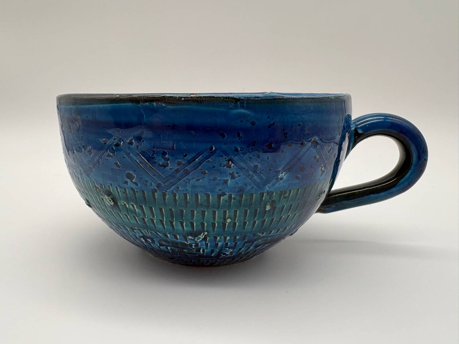 Tasse à thé café, Aldo Londi, Rimini blu, 1969, céramique bleu e vert