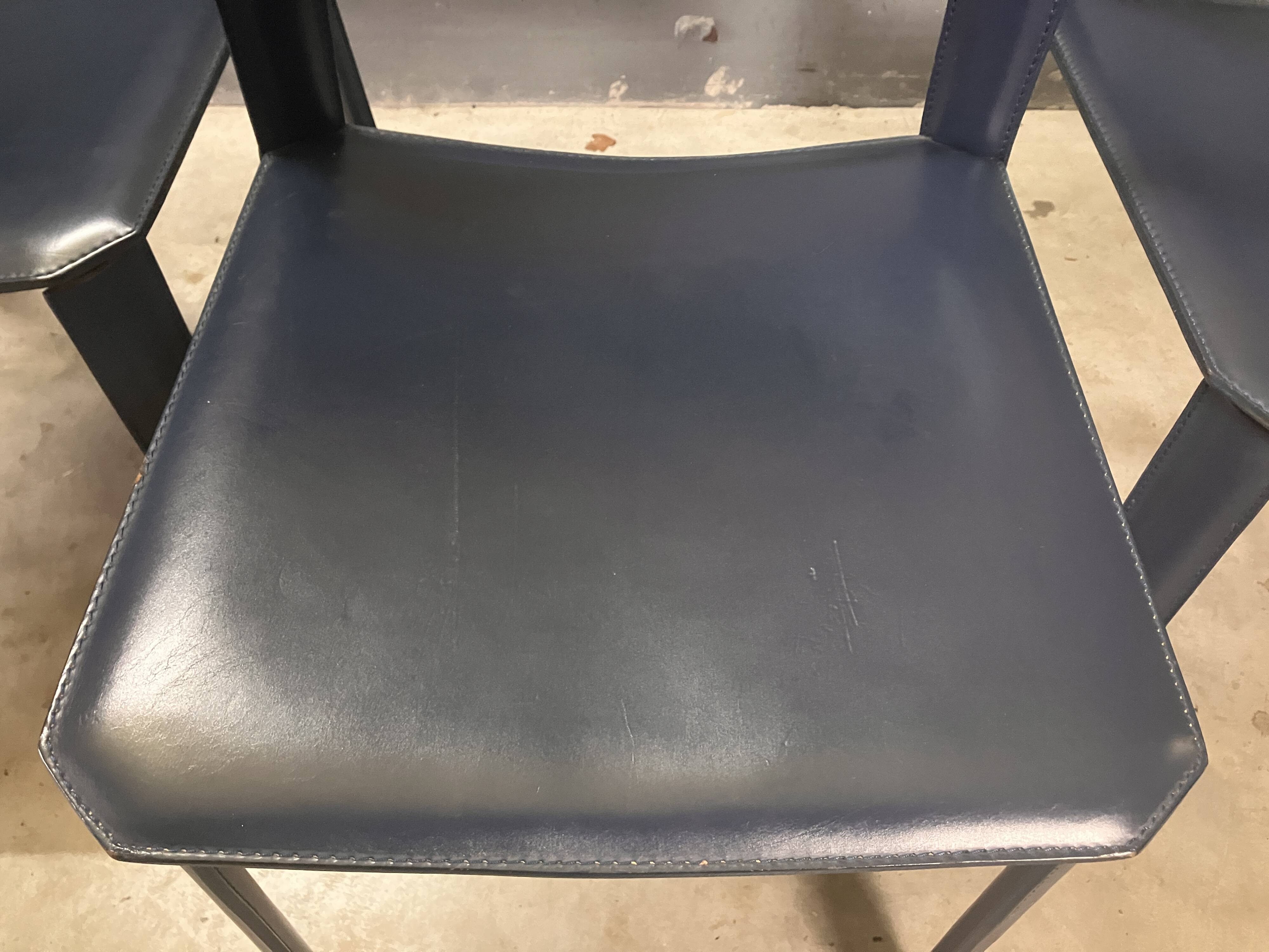 CHairs leather blue Italian Design Giancarlo Vegni