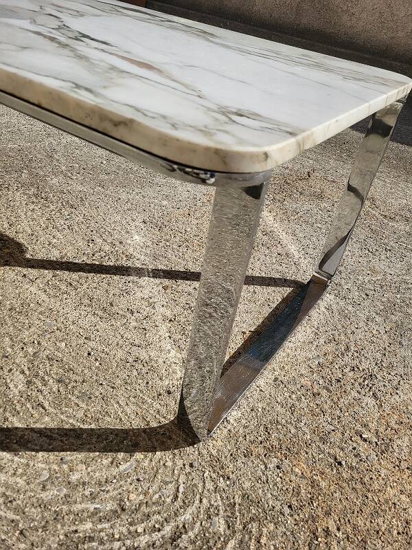 Marble and stainless steel coffee table