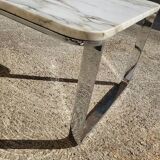 Marble and stainless steel coffee table