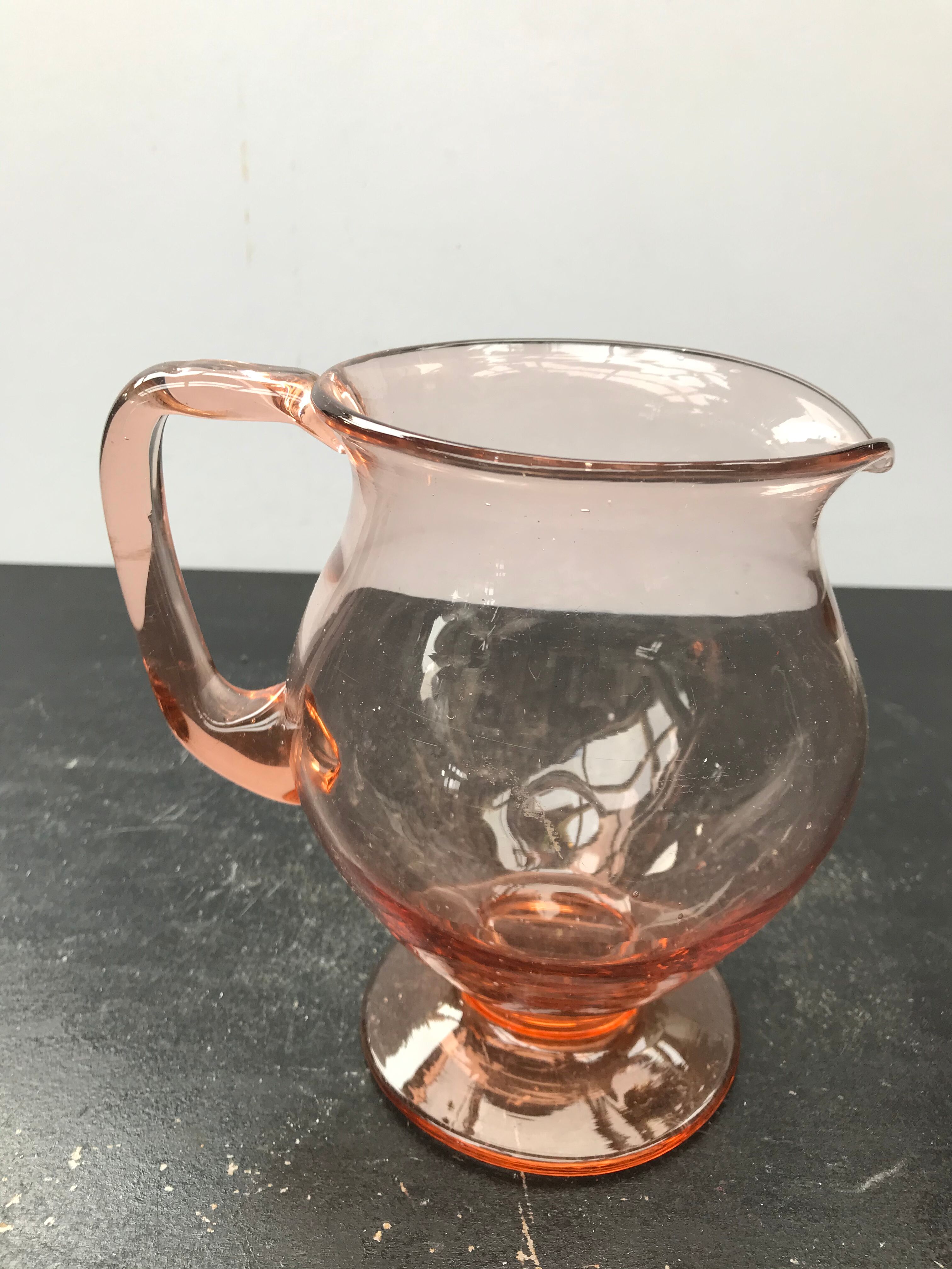 Former pitcher carafe glass bullé rose vintage kitchen