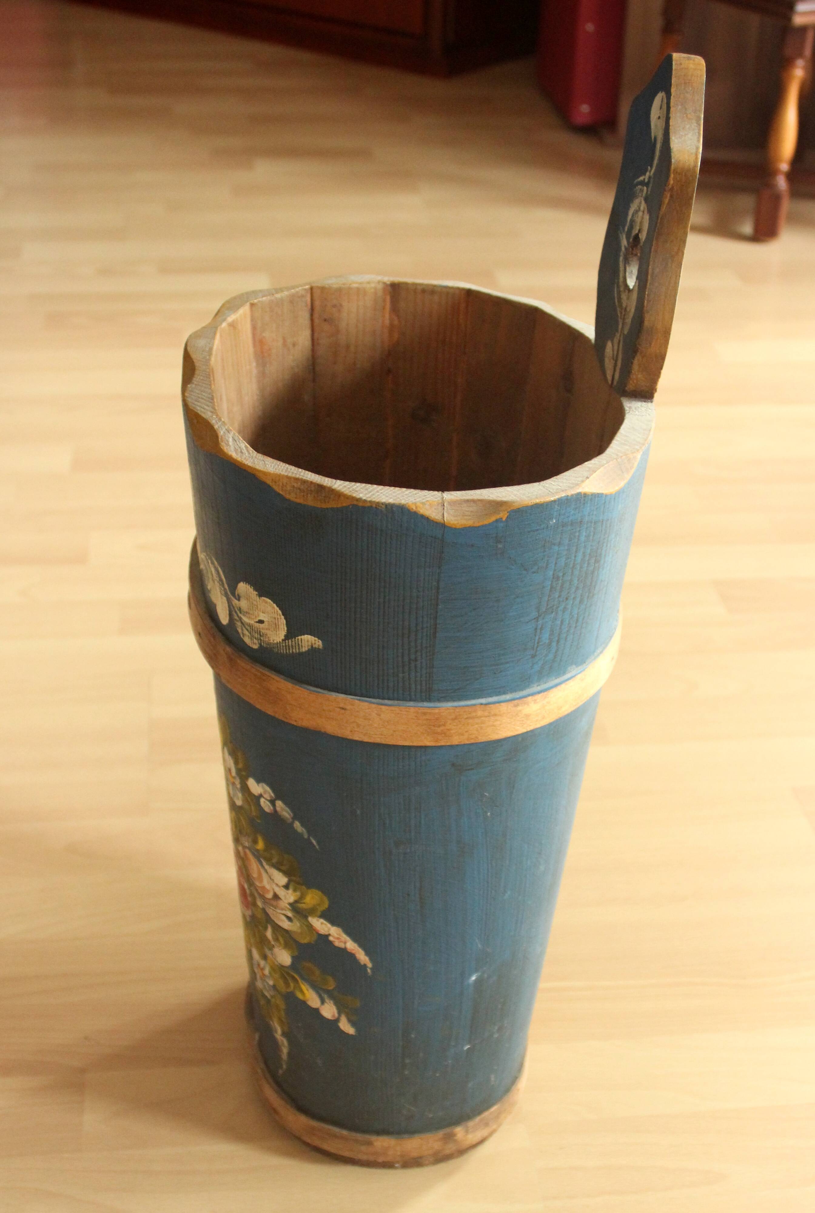Handmade handpainted wooden umbrella stand - vintage