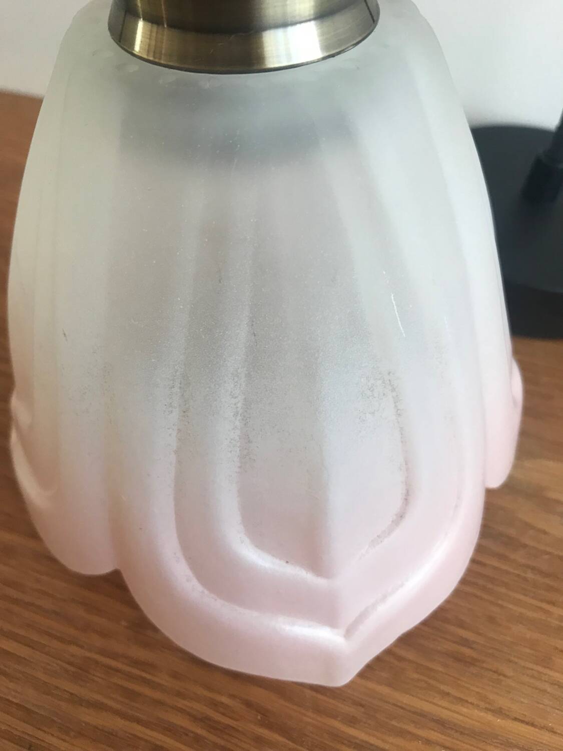 Vintage Frosted Glass Globe Pendant Light Pink Flower Electrical System New