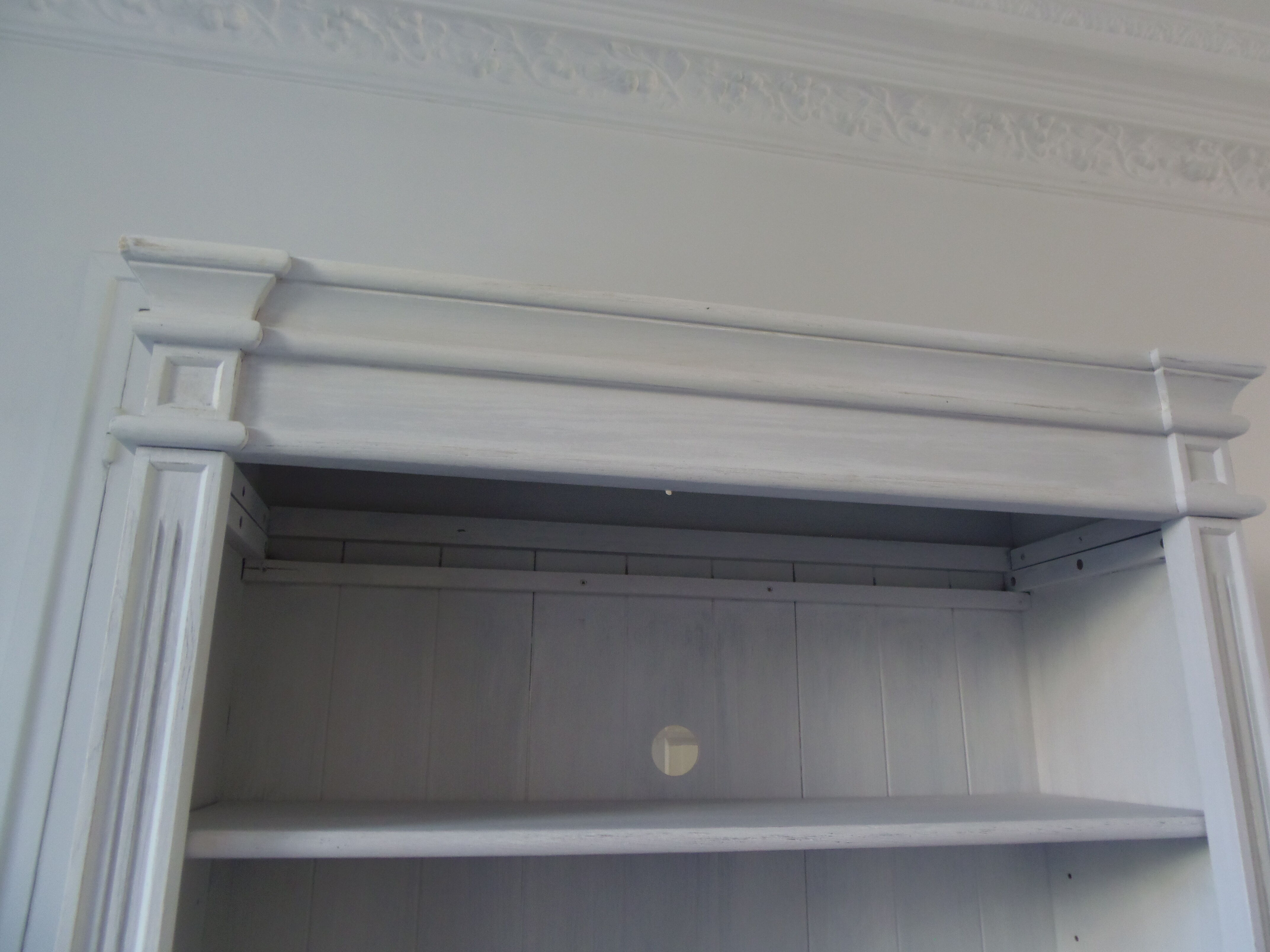 Pearl grey patinated bookcase