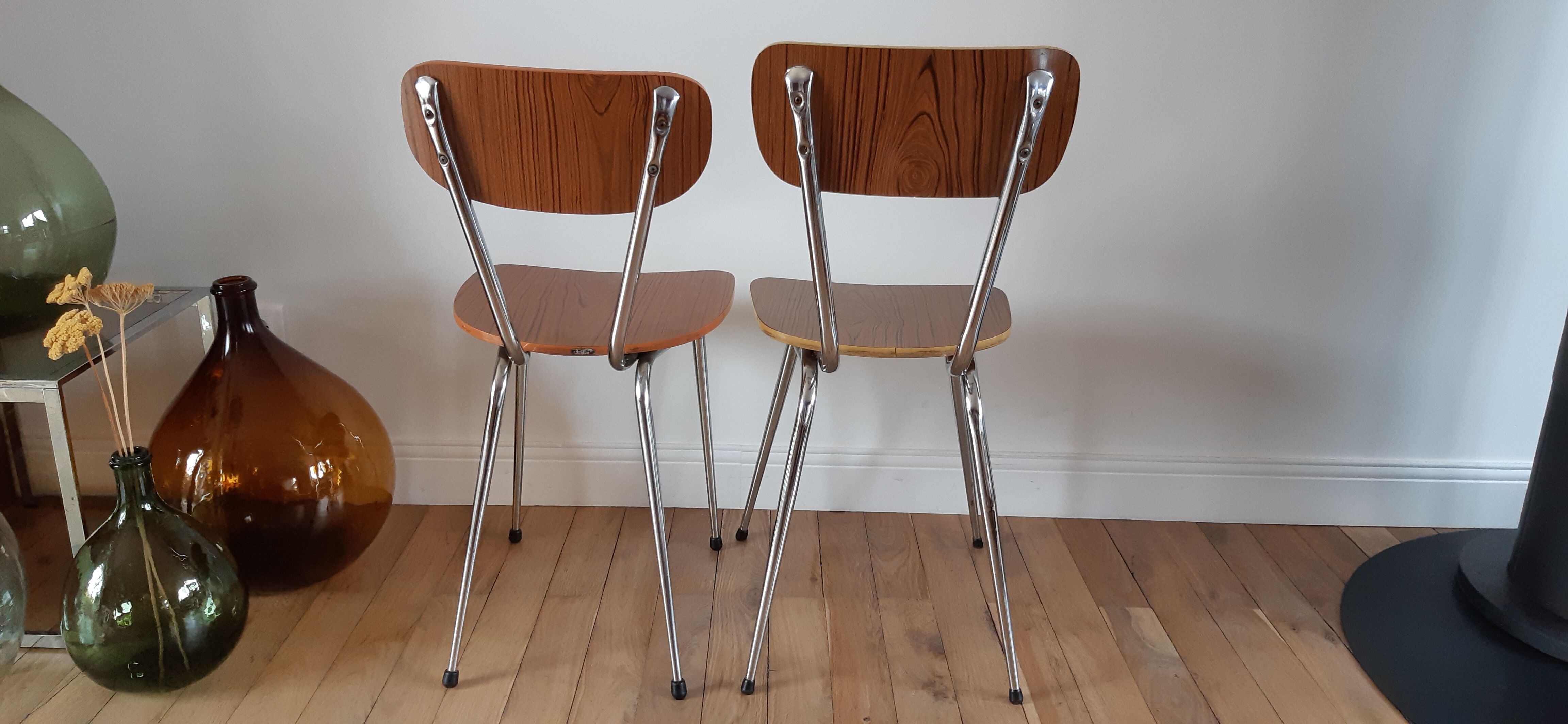 Duo de chaises en formica années 70