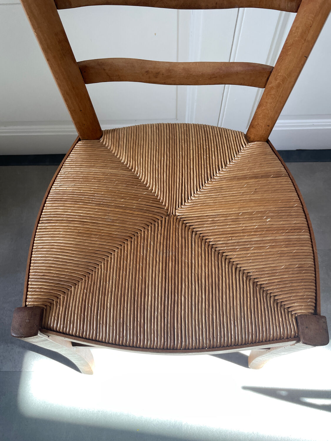 Straw and wood farm chair