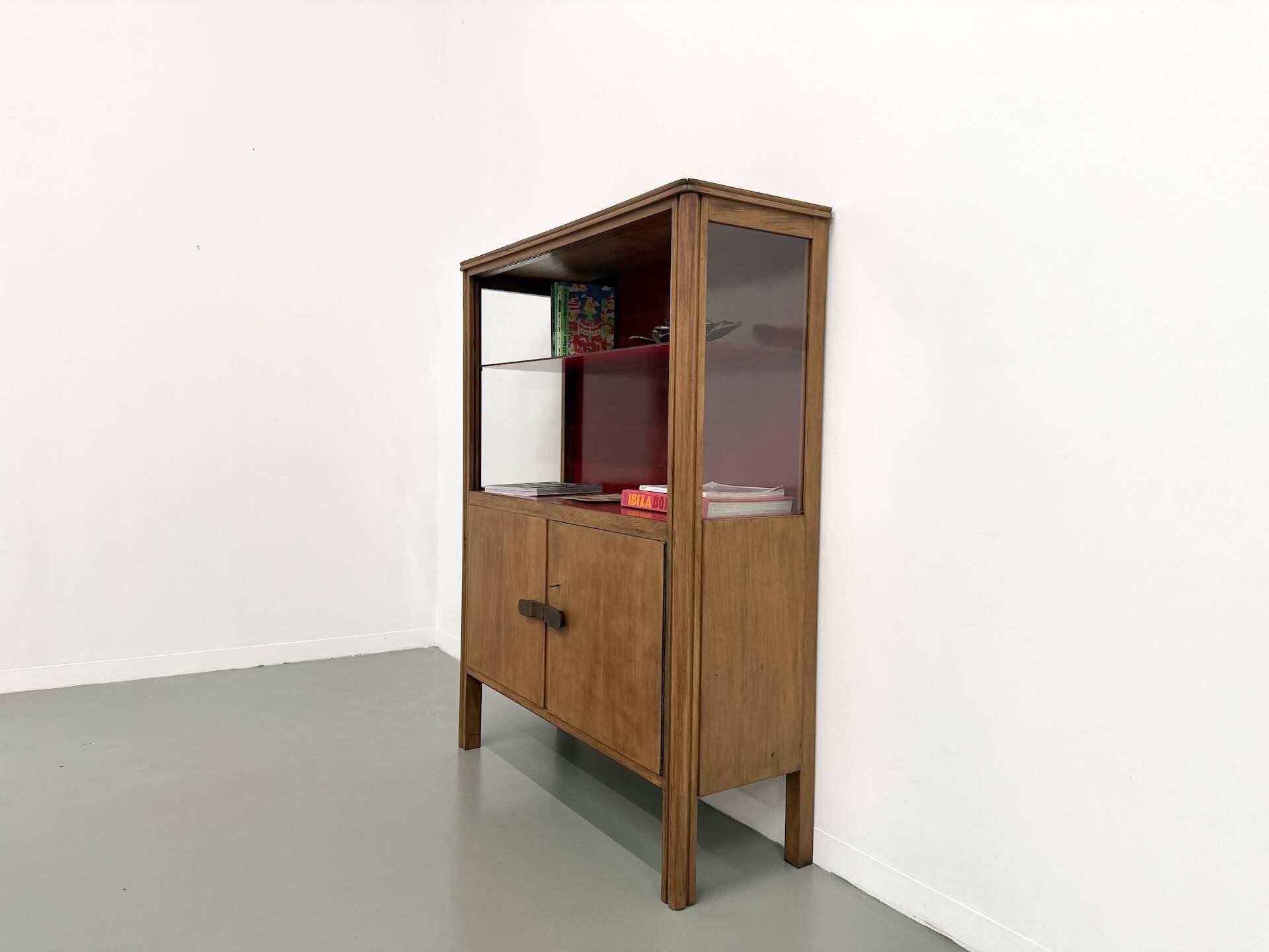 1950s Brazilian modernist library in exotic wood and lacquer