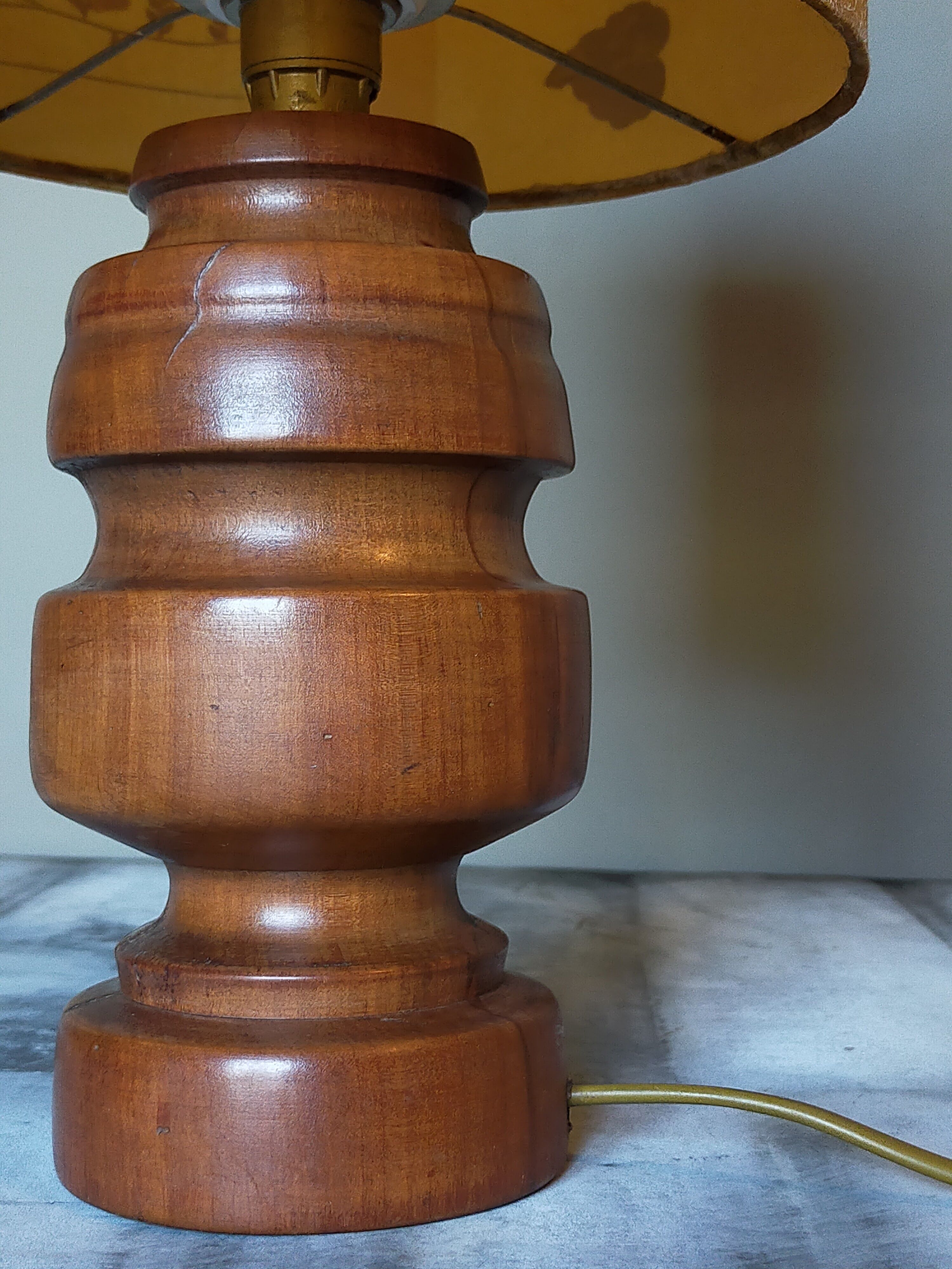 Vintage solid wood lamp and herbarium lampshade