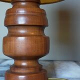 Lampe à poser vintage en bois massif et son abat-jour herbier