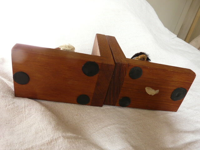 2 bookends in Scandinavian vintage teak Hans Bolling optimistic pessimistic