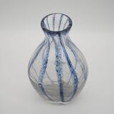 Murano Glass Vase with Blue Stripes attributed to Barovier & Toso
