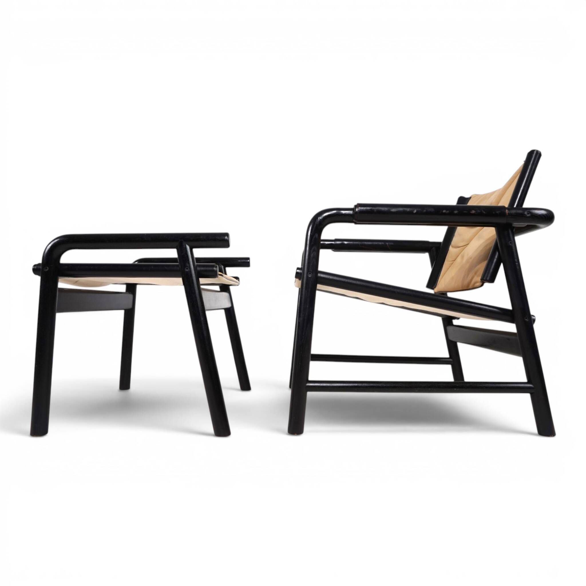 WK Möbel Leather Lounge Chair with Ottoman – Attributed to Hans Eichenberge