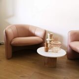 Pair of pink skai armchairs