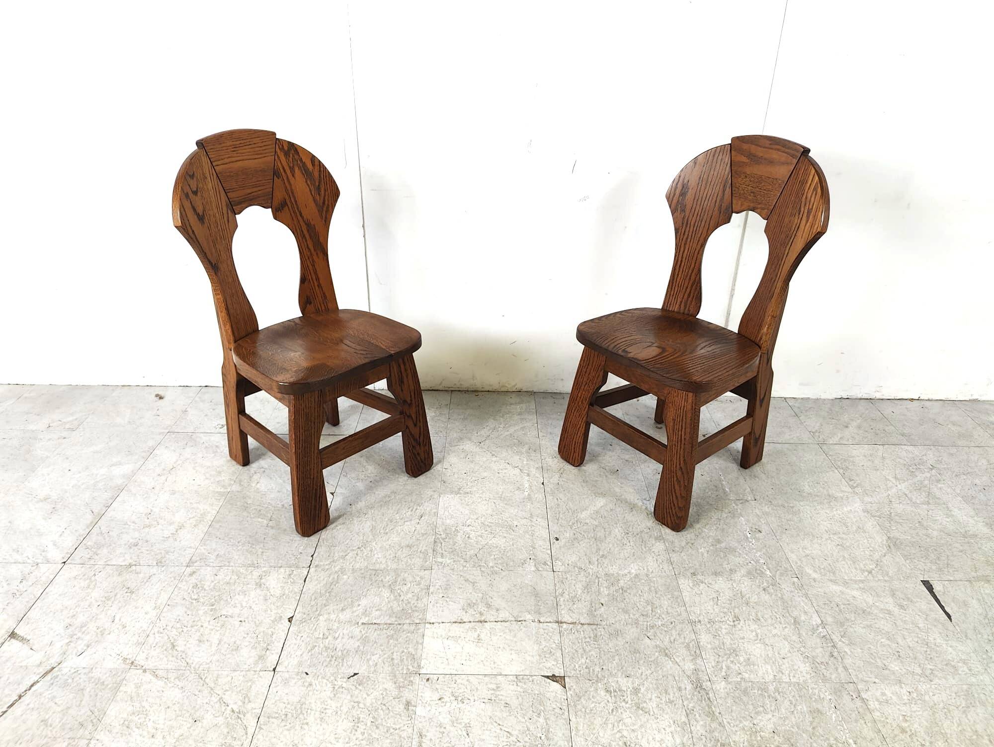 Vintage brutalist dining chairs, set of 6 - 1960s