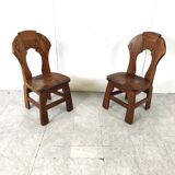 Vintage brutalist dining chairs, set of 6 - 1960s
