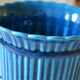 Cracked blue ceramic cache pot